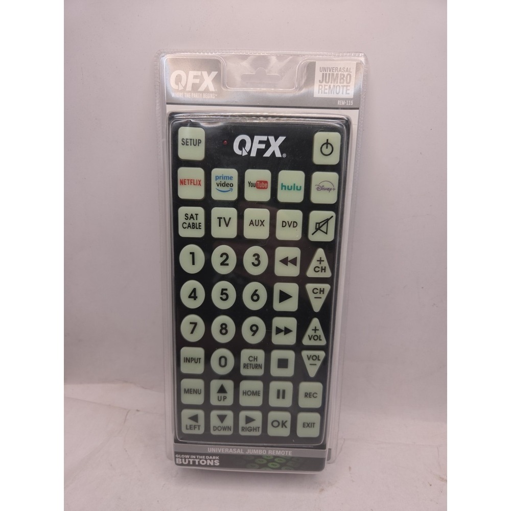 QFX Universal Jumbo Remote Control REM- Glow In Dark Buttons TV VCR DVD Cable